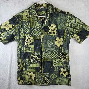 Hawaii Station Mens Medium Aloha Shirt Button Up Made in Hawaii Tropical Floral